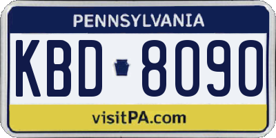 PA license plate KBD8090
