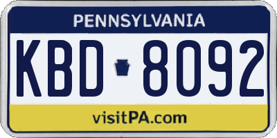 PA license plate KBD8092