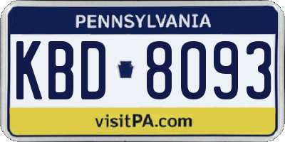 PA license plate KBD8093