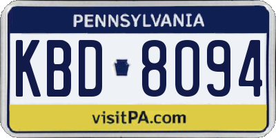 PA license plate KBD8094