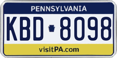 PA license plate KBD8098