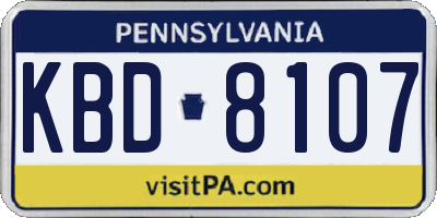 PA license plate KBD8107