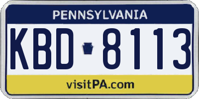 PA license plate KBD8113