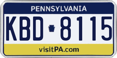 PA license plate KBD8115