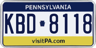 PA license plate KBD8118
