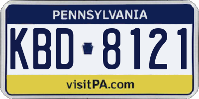 PA license plate KBD8121