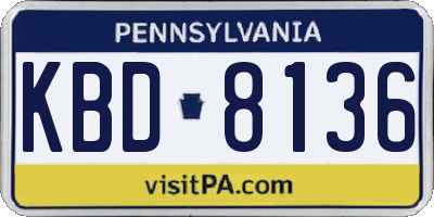 PA license plate KBD8136
