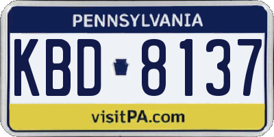 PA license plate KBD8137