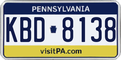 PA license plate KBD8138
