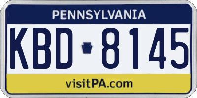 PA license plate KBD8145