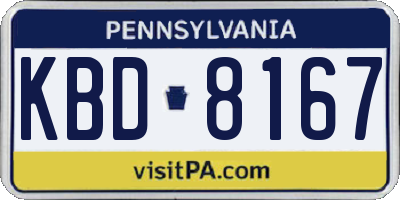 PA license plate KBD8167
