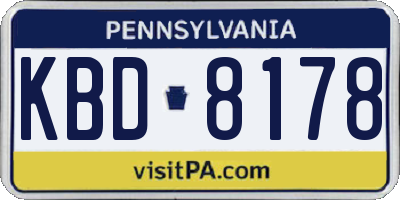 PA license plate KBD8178