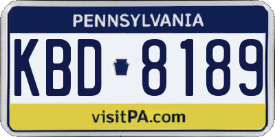 PA license plate KBD8189