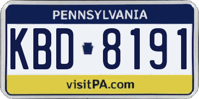 PA license plate KBD8191