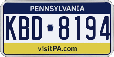 PA license plate KBD8194