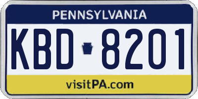 PA license plate KBD8201