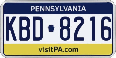PA license plate KBD8216