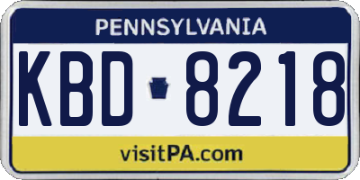 PA license plate KBD8218
