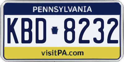 PA license plate KBD8232