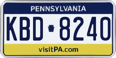 PA license plate KBD8240