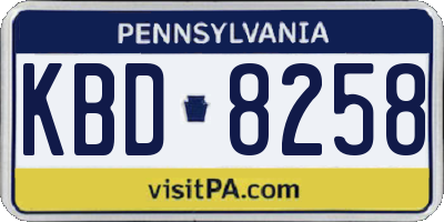 PA license plate KBD8258