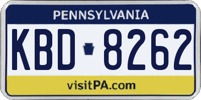 PA license plate KBD8262