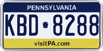 PA license plate KBD8288