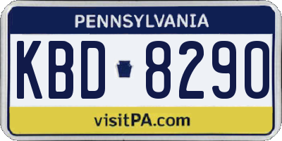 PA license plate KBD8290