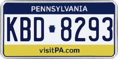 PA license plate KBD8293