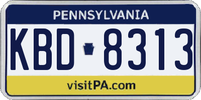 PA license plate KBD8313
