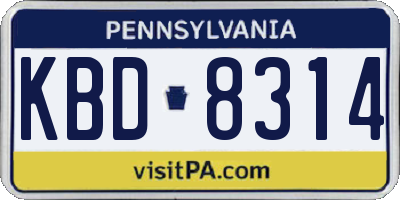 PA license plate KBD8314