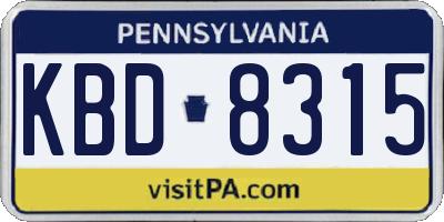 PA license plate KBD8315