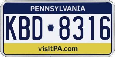 PA license plate KBD8316