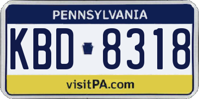 PA license plate KBD8318