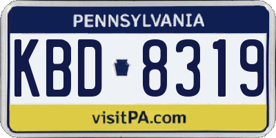 PA license plate KBD8319