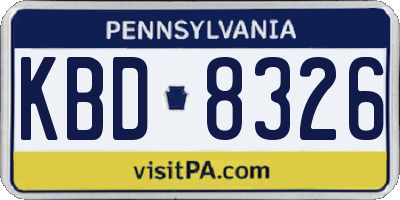 PA license plate KBD8326
