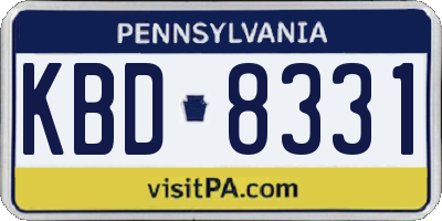 PA license plate KBD8331