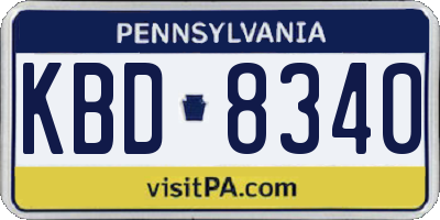 PA license plate KBD8340