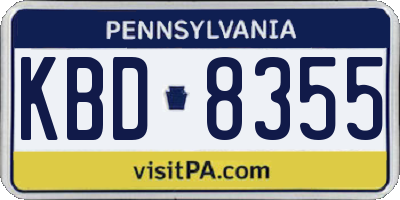 PA license plate KBD8355