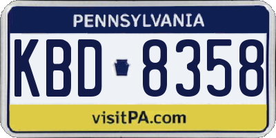 PA license plate KBD8358