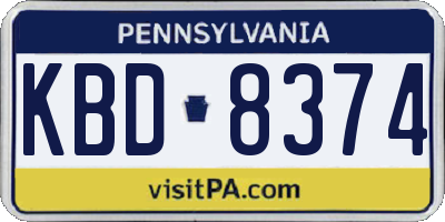 PA license plate KBD8374