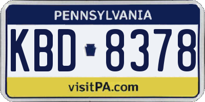 PA license plate KBD8378