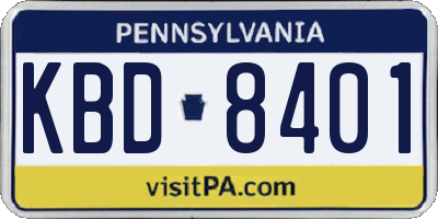 PA license plate KBD8401