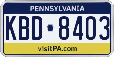 PA license plate KBD8403
