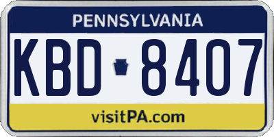 PA license plate KBD8407