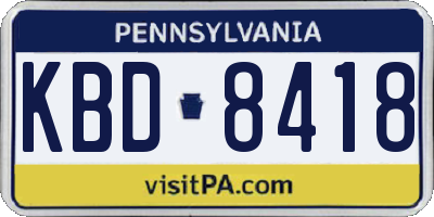 PA license plate KBD8418
