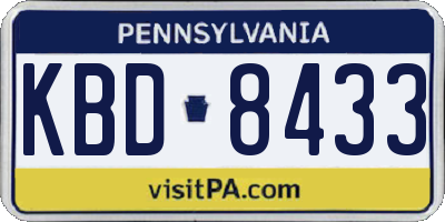 PA license plate KBD8433