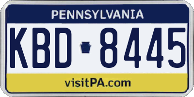 PA license plate KBD8445