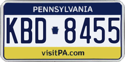PA license plate KBD8455