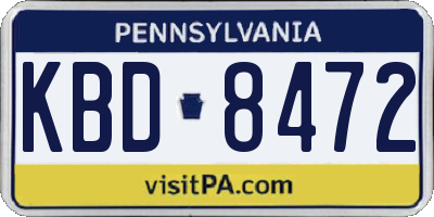 PA license plate KBD8472